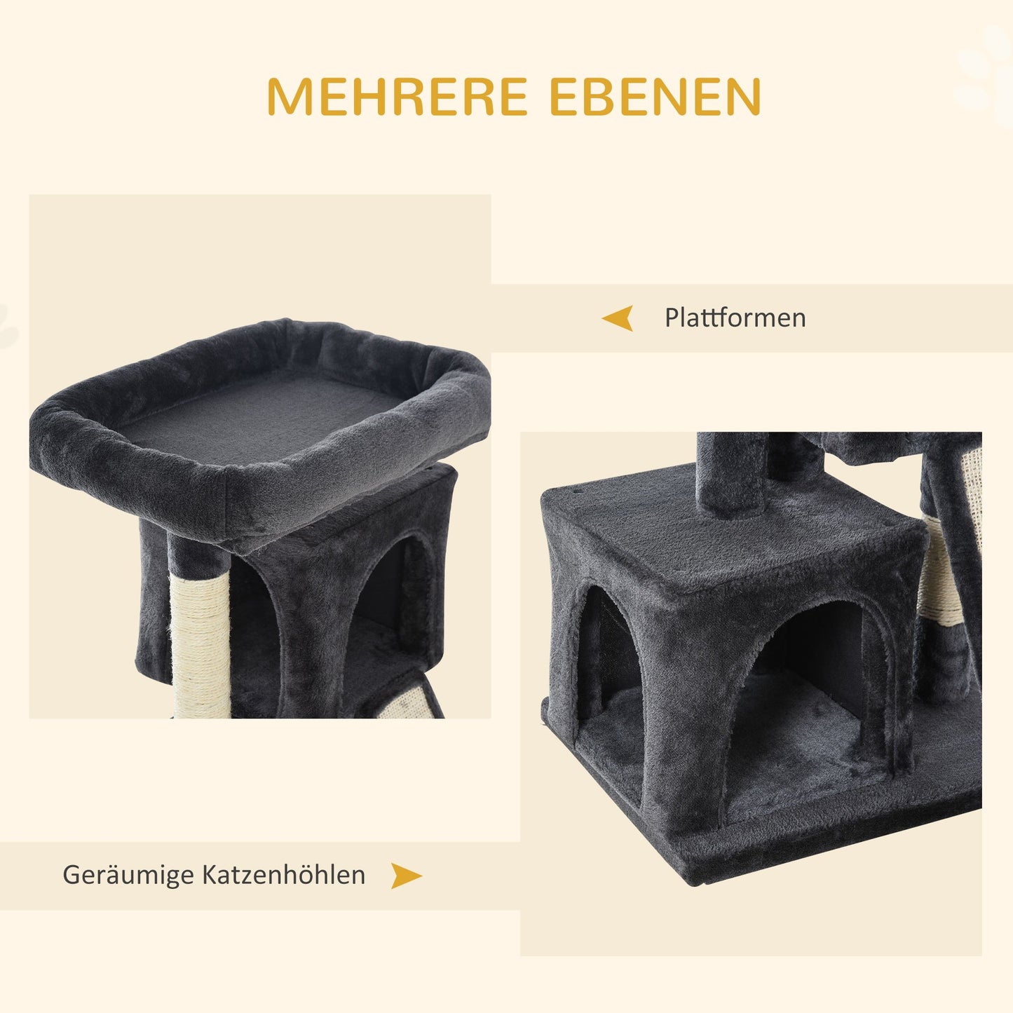 83 cm Small Cat Scratching Post with Sisal Columns, Cat Climbing Tree, Cat Furniture Play Tree for Small Cats, Dark Gray