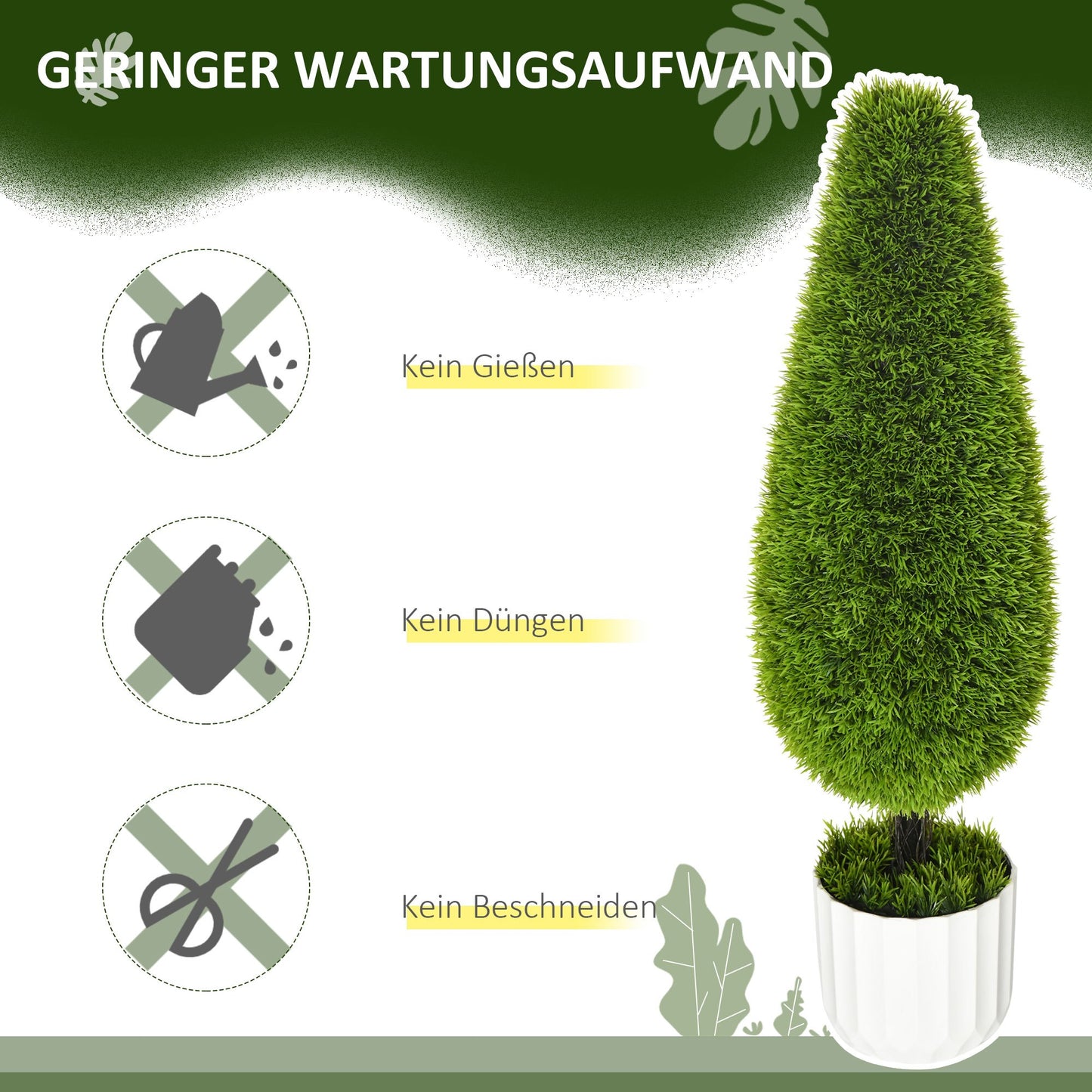 Kunstcipres Set – Kunstboom – Nepplant – Sierplant – Groen – Onderhoudsvrij – 90 cm Hoog – Inclusief Pot Met Cementvulling
