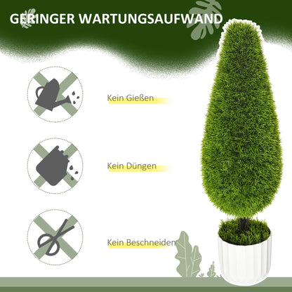 Kunstcipres Set – Kunstboom – Nepplant – Sierplant – Groen – Onderhoudsvrij – 90 cm Hoog – Inclusief Pot Met Cementvulling
