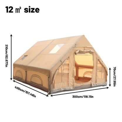 Opblaasbare Campingtent – XXL Koepeltent – Familie Tent – Glamping Tent – Outdoor Shelter – 8 Persoons – Snel Opzetten – Windbestendig – All-Season – Met Kacheluitgangen