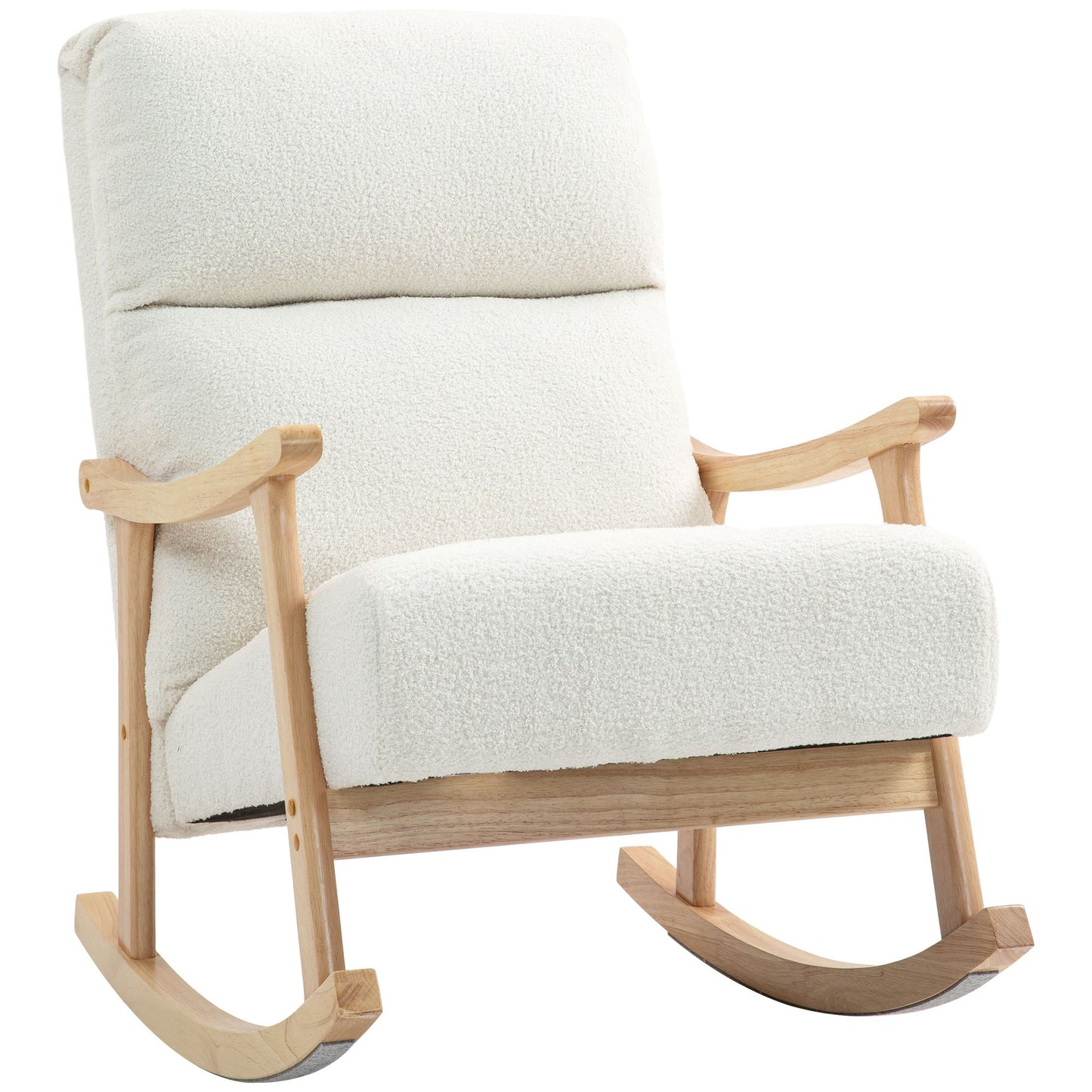 Schommelstoel – Relaxstoel – Fauteuil – Voedingsstoel – Loungestoel – Ergonomisch ontwerp – Beukenhouten frame met zachte fluwelen bekleding – Crème wit