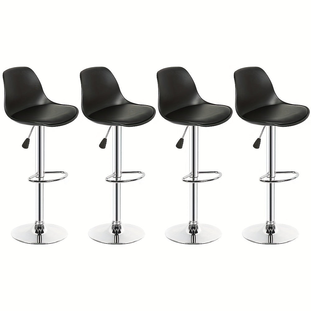Barstoel – Barkruk – Barstoel Set – Keukenkruk – Barkrukken Set – Draaibaar – Kunstleren Bekleding – Set van 8 – Zwart – Ruimtebesparend Design – Eenvoudig Schoonmaken