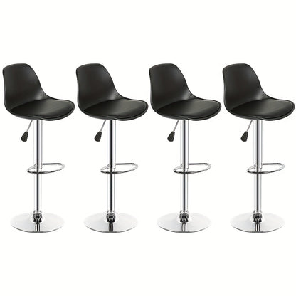 Barstoel – Barkruk – Barstoel Set – Keukenkruk – Barkrukken Set – Draaibaar – Kunstleren Bekleding – Set van 8 – Zwart – Ruimtebesparend Design – Eenvoudig Schoonmaken