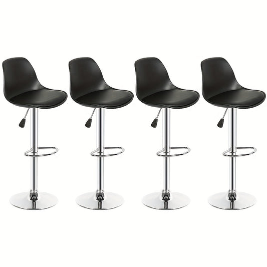 Barstoel – Barkruk – Barstoel Set – Keukenkruk – Barkrukken Set – Draaibaar – Kunstleren Bekleding – Set van 8 – Zwart – Ruimtebesparend Design – Eenvoudig Schoonmaken