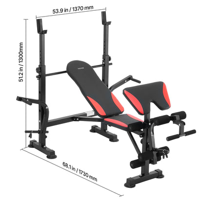 Gewichtbank – Halterbank – Fitnessbank – Trainingsbank – Verstelbare Bank – Inklapbaar – Stevige Stalen Constructie – Comfortabele Bekleding