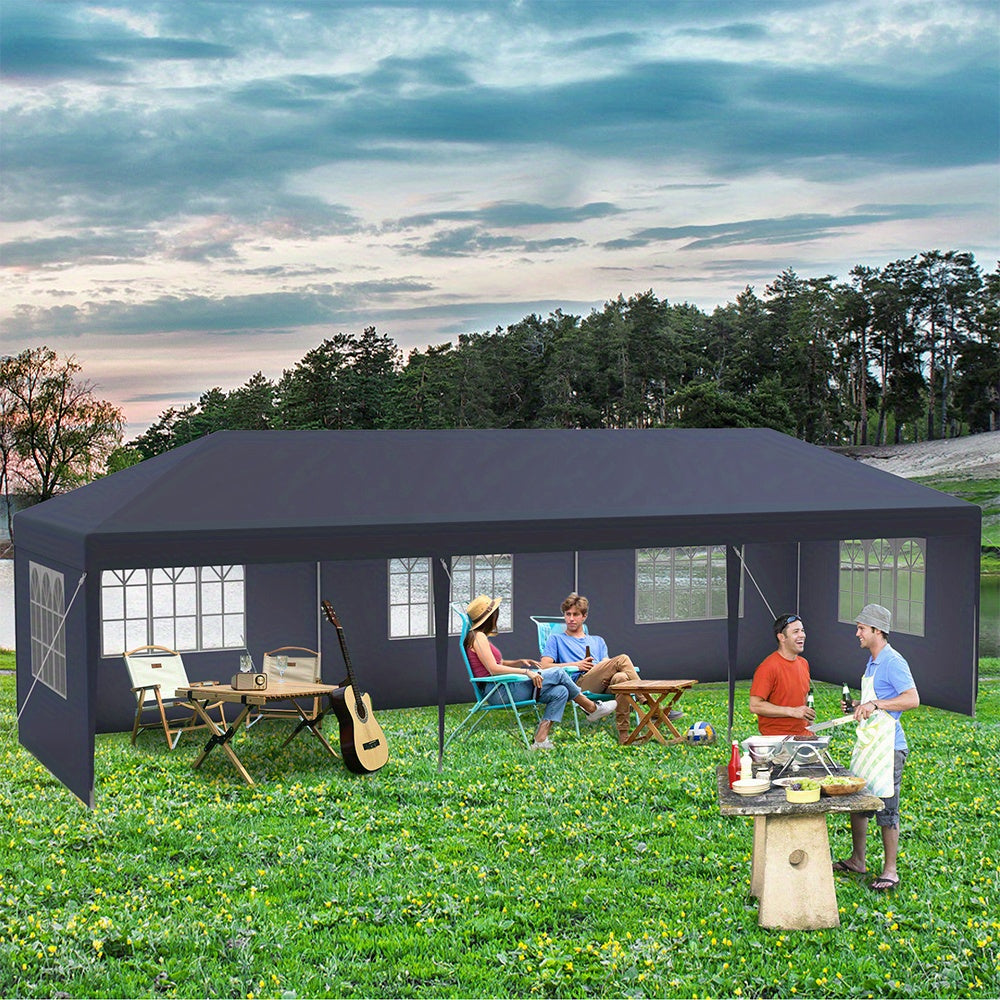 Garden Gazebo Party Tent with 4 Side Panels and Windows UV Protection, Suitable for Gardens, Parties, Weddings and Picnics (3x3m/3x6m/3x9m, Grey/White) - QUORE