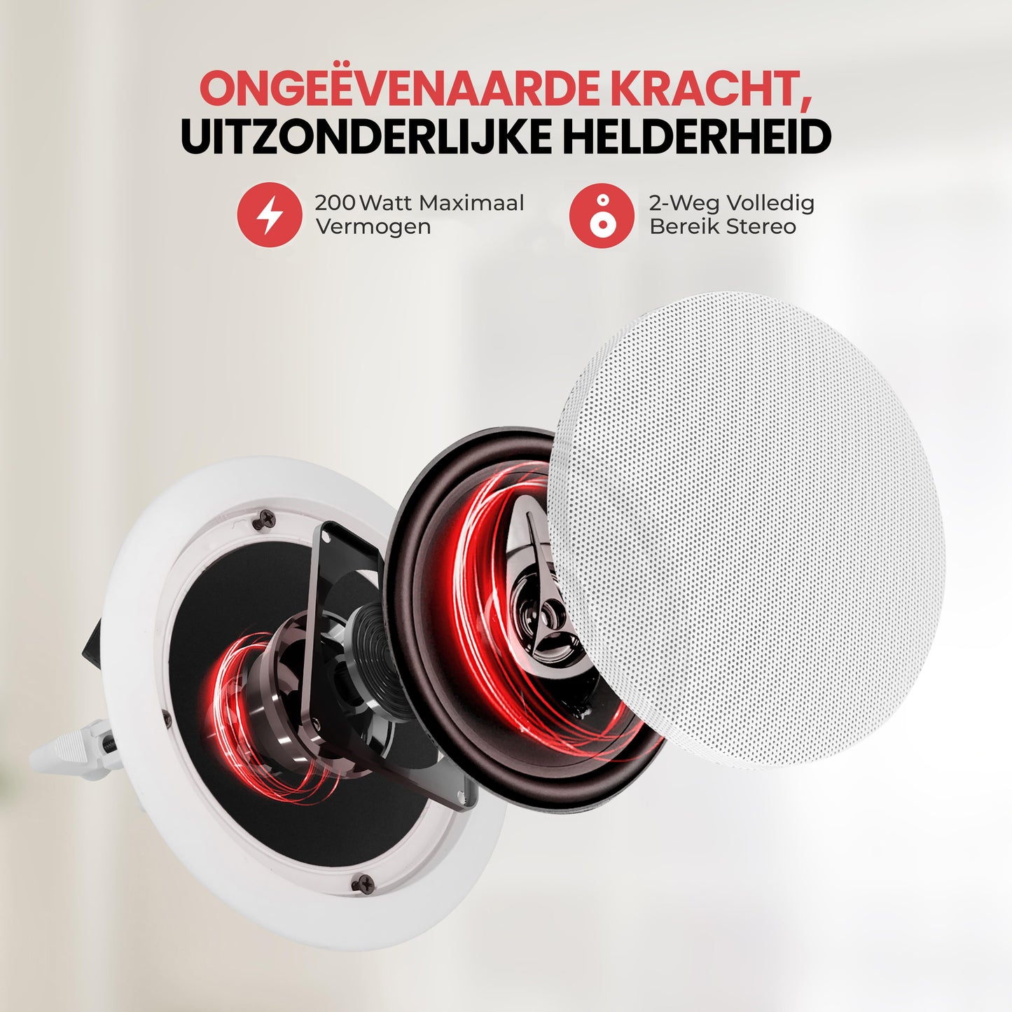 Bluetooth Plafondspeakers – Bluetooth Luidsprekers – Inbouw Speakers – Draadloze Speakers – Plafondluidsprekers – 4-Pack 200W – Draadloos Gemak – Strak Inbouwdesign