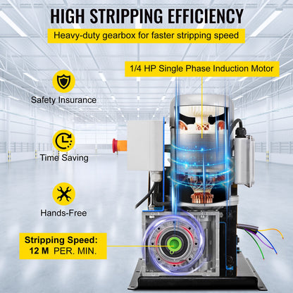 Draadstripper – Striptang – Kabelstripper – Draadstriptang – Kabelpeller – Elektrisch – 1,5-38 mm – 370W inductiemotor – 10 Verwisselbare Messen