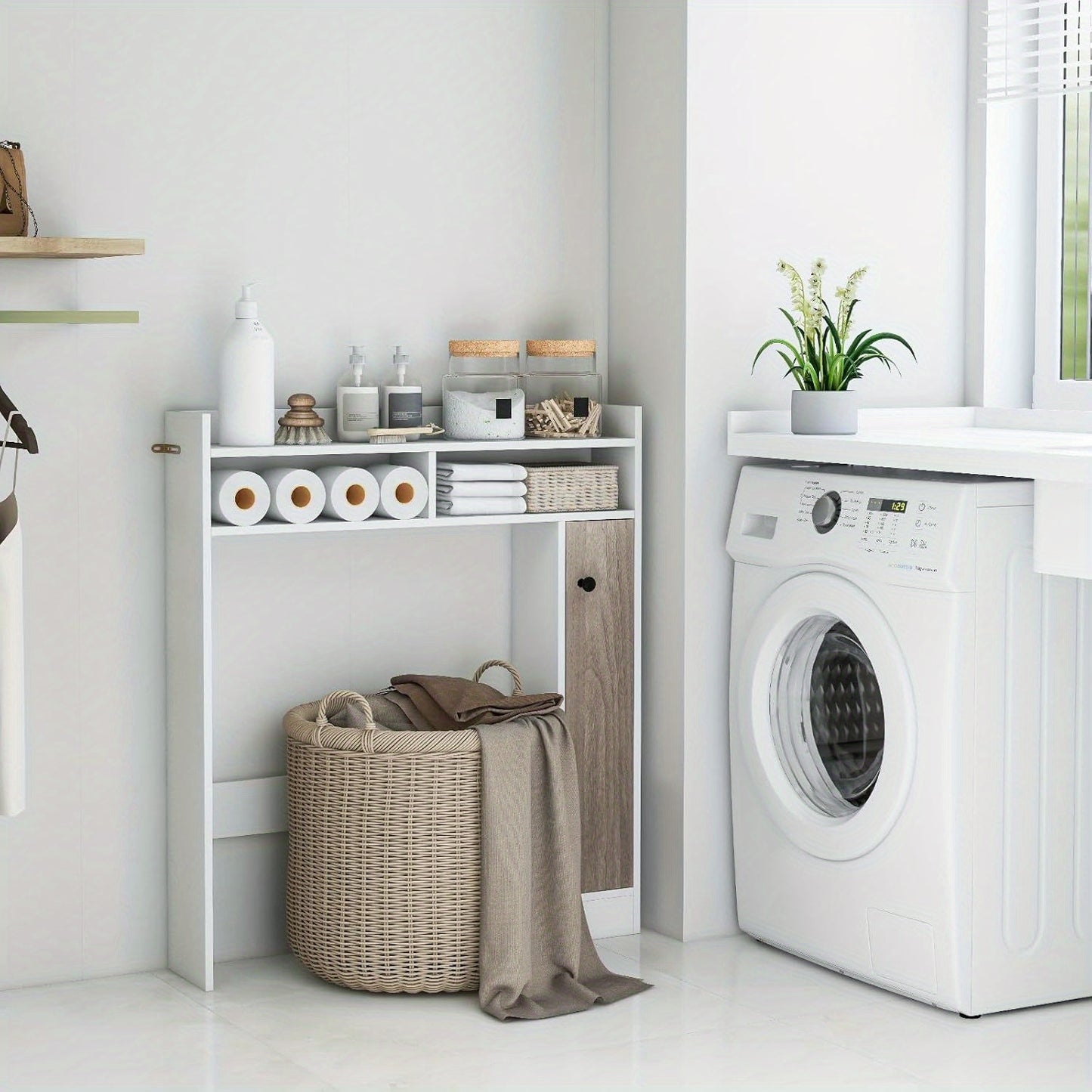 Toiletkast – Badkamerkast – Toiletmeubel – Overtoiletkast – Toiletstandaard – Verstelbare Planken – Waterafstotend MDF Wit