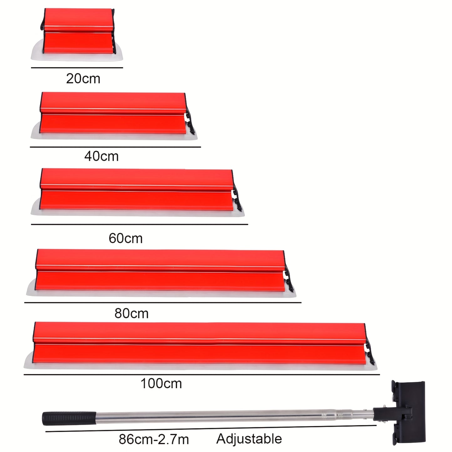 Plamuurspaan – Spackmes – Vlakspaan – Plamuurmes – Stucmes – Verstelbare Telescopische Steel 86-270 cm – 9 Roestvrijstalen Spatels & Roller
