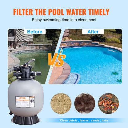 Zandfilter Voor Zwembaden – Zwembadfilter – Filterpomp – Zwembadreiniging – Waterzuivering – 55 Gallon Per Minuut – Weerbestendig Kunststof - QUORE