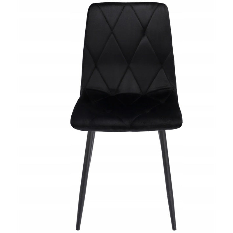 Fauteuil – Stoel – Zetel – Lounge Chair – Armstoel – Gestoffeerd Velours – Met Ruitstiksels – Zwarte Metalen Poten – Max 130 kg