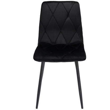 Fauteuil – Stoel – Zetel – Lounge Chair – Armstoel – Gestoffeerd Velours – Met Ruitstiksels – Zwarte Metalen Poten – Max 130 kg