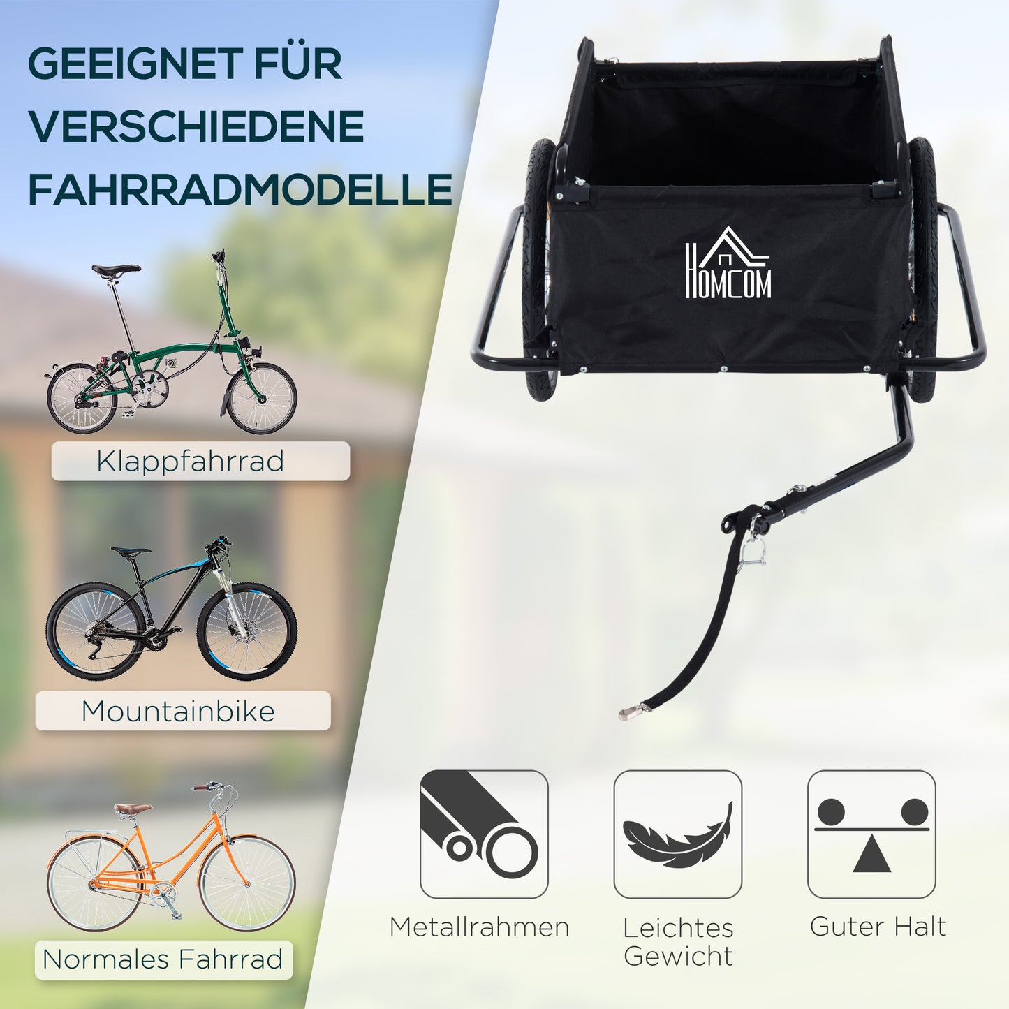 Fietskar – Fietsaanhanger – Bagagekar – Transportwagen – Aanhanger – Opvouwbaar – Robuust IJzeren Frame – Maximaal Laadvermogen 40 Kg – 140x88x60 cm