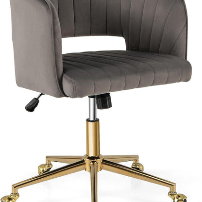Make-up Stoel – Kaptafel Kruk – Draaistoel – Bureaustoel – Visagie Kruk – Fluwelen Bekleding – Verstelbare Zithoogte – 360° Draaibaar Met Wieltjes