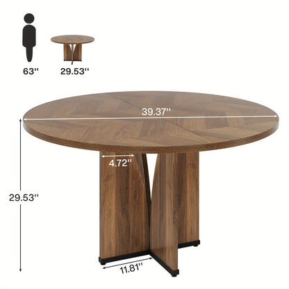 Eettafel – Ronde Tafel – Keukentafel – Houten Tafel – Werktafel – Rustiek Bruin – Geschikt voor 4 Personen – Robuust Samengesteld Hout