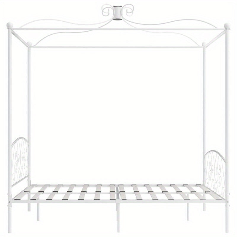Hemelbedframe – Metaalbed – Slaapbed – Bedframe – Witte Bedframe – 160x200 Cm – Stabiel Metalen Structuur – Art Deco Design