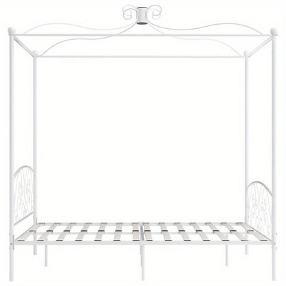 Hemelbedframe – Metaalbed – Slaapbed – Bedframe – Witte Bedframe – 160x200 Cm – Stabiel Metalen Structuur – Art Deco Design