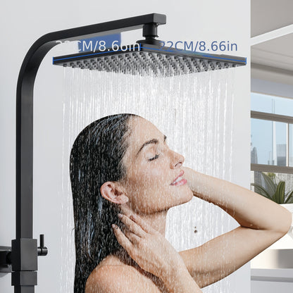 Thermostatische Douchekraan Set – Douchekraan – Badkraan Set – Handdouche – Douchekop Met Slang – Roestvrij Staal – Constante Temperatuurregeling – Wandmontage