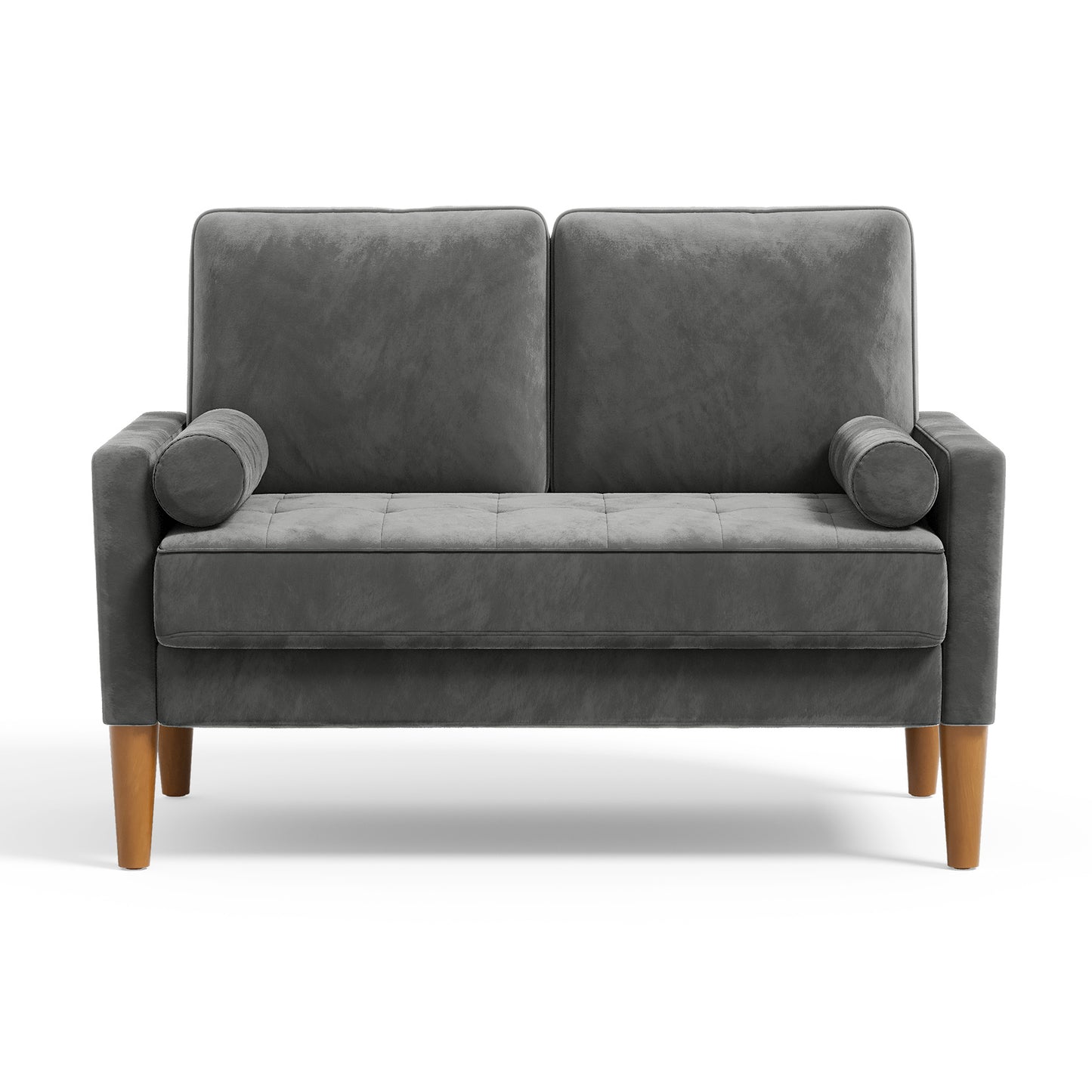 Velvet Loveseat – 2-Zits Bank – Zitzetel – Loveseat Sofa – Tweezits Sofa – Hoogwaardig Fluweel – Memory Foam Kussens – Grijs