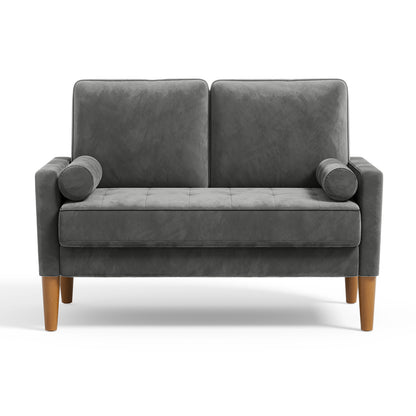 Velvet Loveseat – 2-Zits Bank – Zitzetel – Loveseat Sofa – Tweezits Sofa – Hoogwaardig Fluweel – Memory Foam Kussens – Grijs