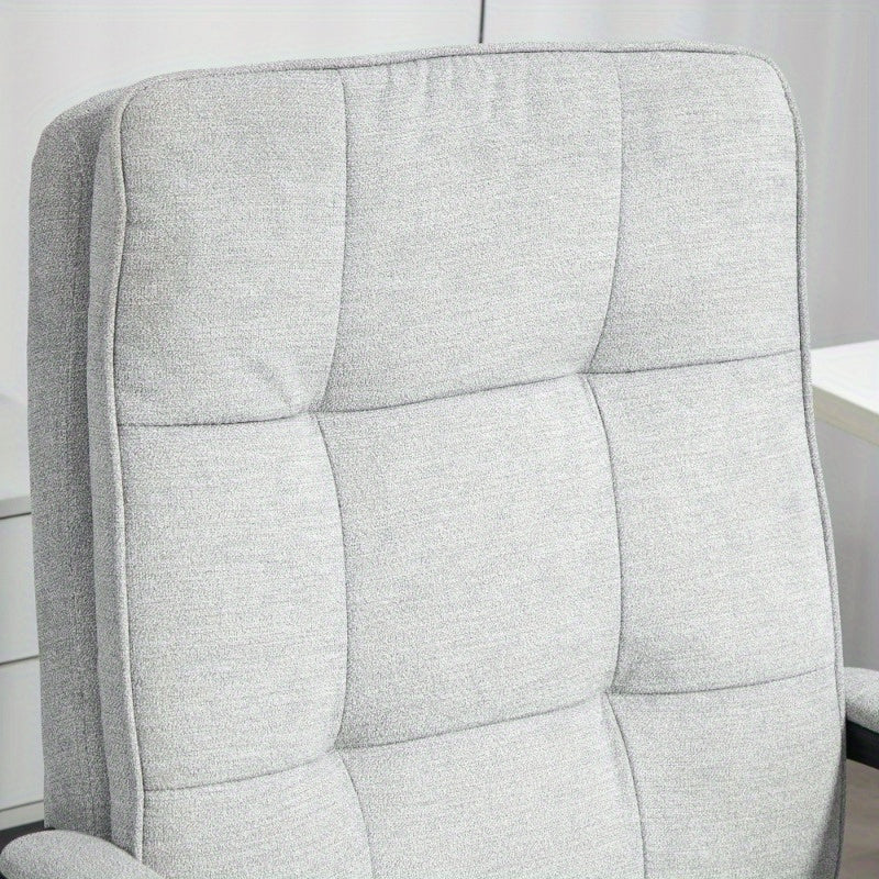 Ergonomische Bureaustoel – Kantoorstoel – Werkstoel – Bureaustoel Thuis – Draaistoel – Verstelbare Hoogte – Kantelmechanisme – 360° Draaibaar – Linnen Bekleding – Metalen Frame – Grijs