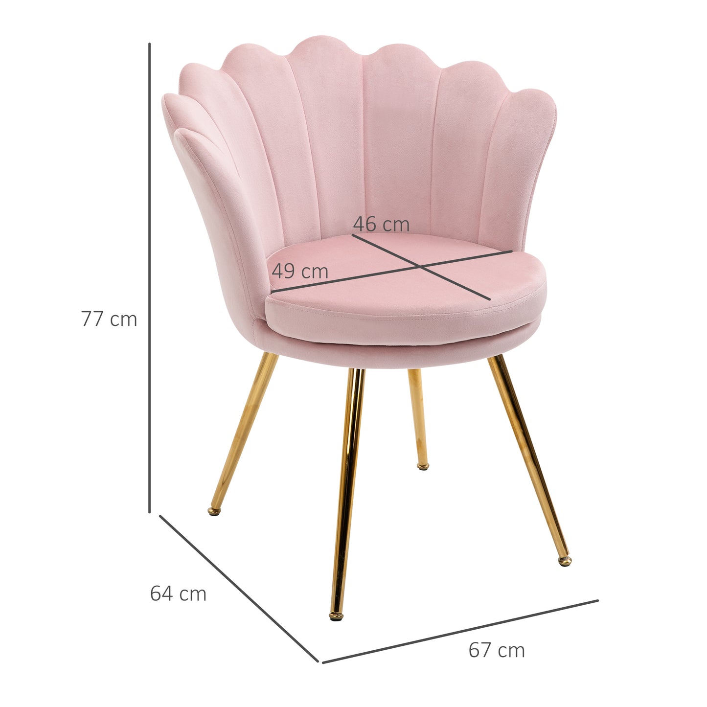Draaifauteuil – Fauteuil – Lounge Stoel – Velvet Stoel – Shell Chair – Roze Velours – 360° Draaibaar – Stijlvol Metalen Frame