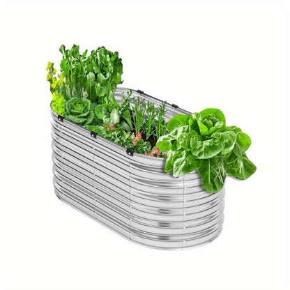 Hoogtebak Tuin – Verhoogd Plantenbed – Moestuinbak – Kruidenbak – Bloembak – Gegalvaniseerd Staal – Roestvrij & Weerbestendig – 121,92x60,96x60,96 cm – Ovaal Design