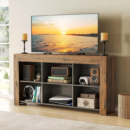 Sidetable – Consoletafel – Wandtafel – Haltafel – Bijzettafel – Landelijke Stijl – 160 cm Smal – Handgemaakt Hout Met 6 Opbergruimtes – Duurzaam & Eenvoudig Te Monteren