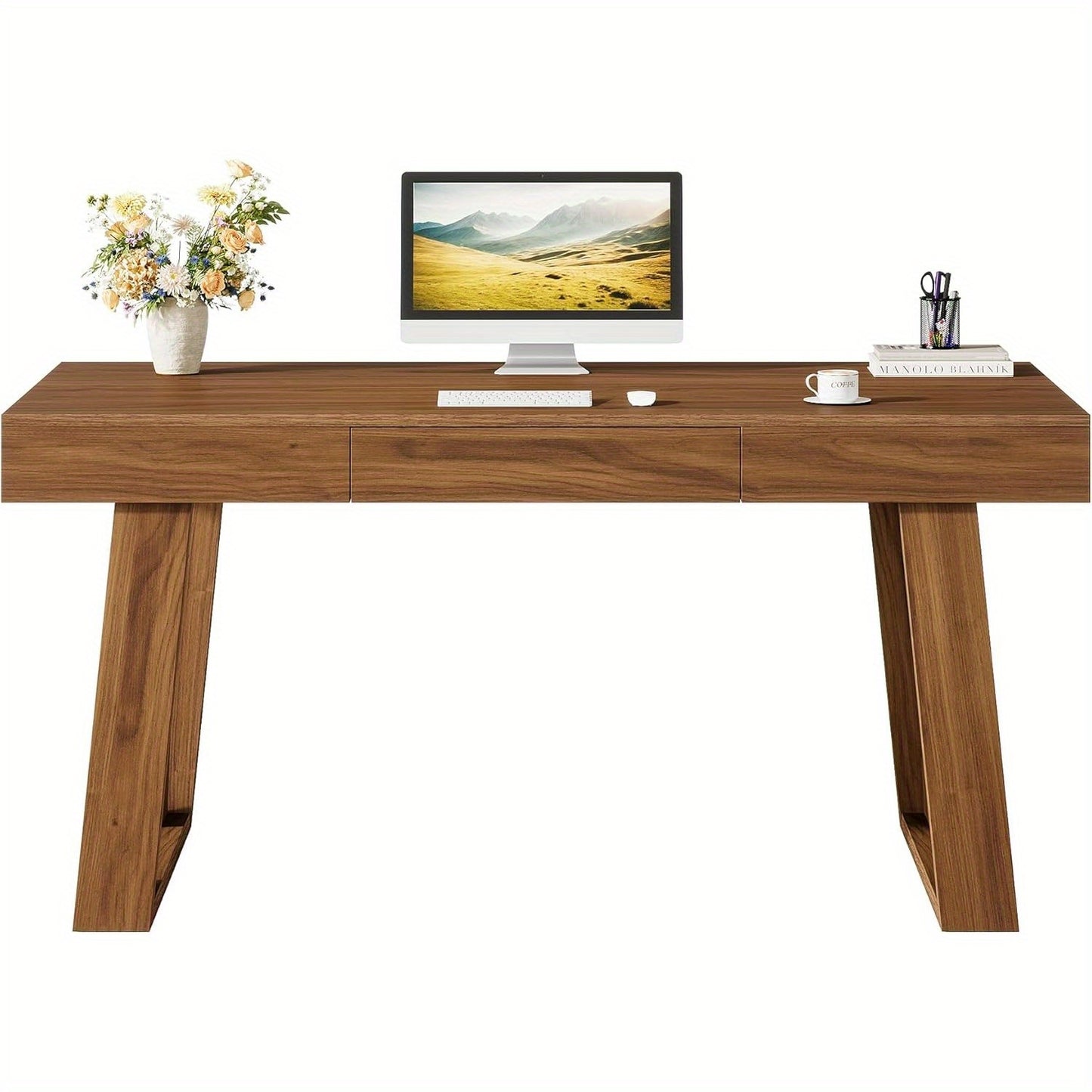 Retro Bureau – Werkplek Bureau – Computerbureau – Thuiswerkplek – Studiebureau – 139,7 cm Breed – Ingebouwde Lade
