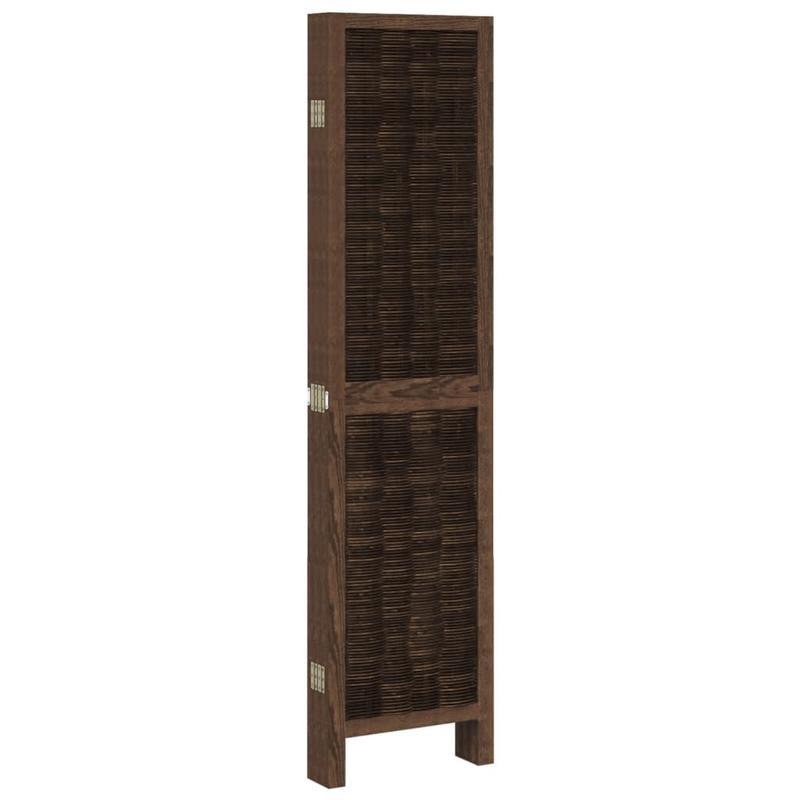 Modern 6-Panel Wooden Divider Environment - Brown Dark Solid Paulownia Wood, Removable & Reusable Indoor/Outdoor Room Divider for Living Room, Bedroom, Office, Kitchen, Dining Room, Patio, Balcony, Partition, Versatile Divide