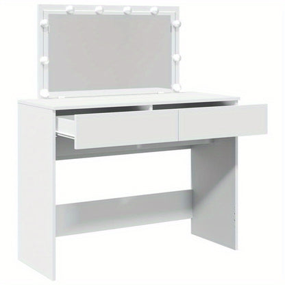 Kaptafel – Make-up Tafel – Cosmeticatafel – Schminktafel – Dressing Table – Wit – Houten Frame – Compact 100x40x120 cm – Geen Elektriciteit Nodig