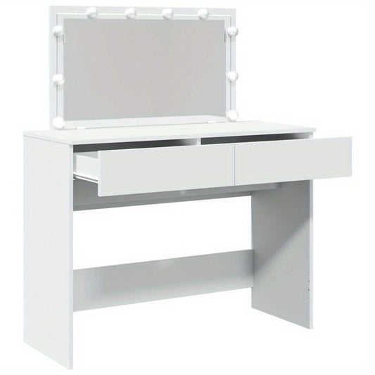 Kaptafel – Make-up Tafel – Cosmeticatafel – Schminktafel – Dressing Table – Wit – Houten Frame – Compact 100x40x120 cm – Geen Elektriciteit Nodig