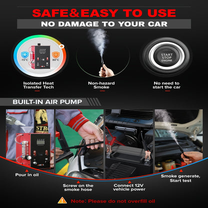 Automotive Rooktester – Rookgenerator – Lekdetectieapparaat – Vacuümtester – Systeemchecker – 12V Auto – Oververhittingsbeveiliging – Compact Ontwerp