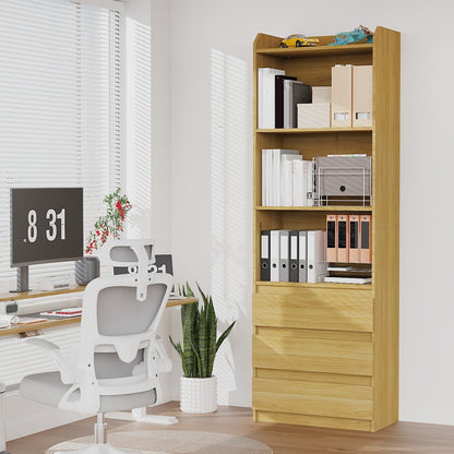 Houten Boekenkast – Boekenplank – Opbergkast – Vakkenkast – Boekenkast Verticaal – 3 Vakjes – Duurzaam Hout – 180x59x32 cm