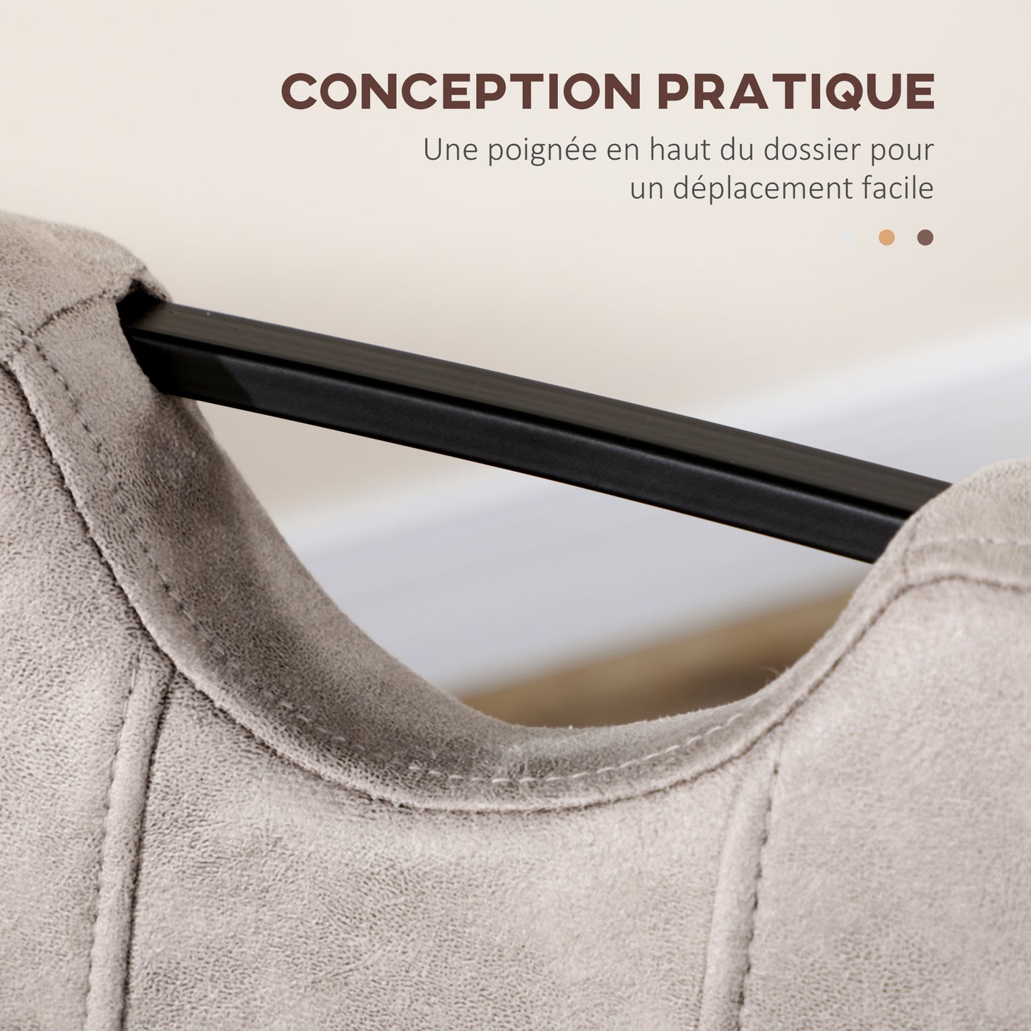 Eetkamerstoel – Stoel – Keukenstoel – Designstoel – Barkruk – Microvezel Bekleding – Stalen Sleeppoot – Set Van 4 – Comfortabele Rugleuning – Verplaatsbaar Met Handgreep – Grijs