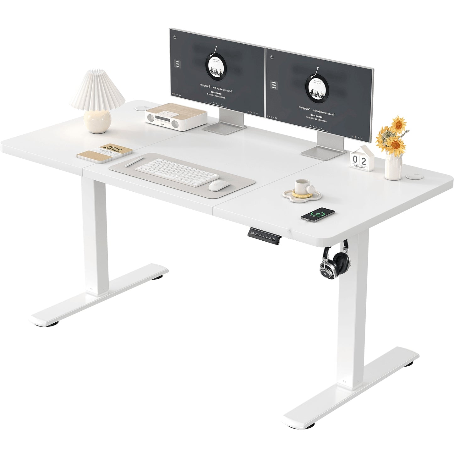 Ergonomisch Zit-Sta Bureau – Verstelbaar Bureau – Sta Bureau – Thuiswerk Bureau – Gaming Bureau – 140 cm – Roestvrij Stalen Frame – Handmatig Verstelbaar Zonder Stroom