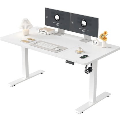 Ergonomisch Zit-Sta Bureau – Verstelbaar Bureau – Sta Bureau – Thuiswerk Bureau – Gaming Bureau – 140 cm – Roestvrij Stalen Frame – Handmatig Verstelbaar Zonder Stroom