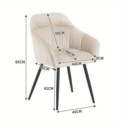 Eetkamerstoel – Stoel – Kuipstoel – Armstoel – Keukenstoel – Velvet Bekleding – Metalen Poten – Set Van 2 – Verstelbare Voorpoten – Beige