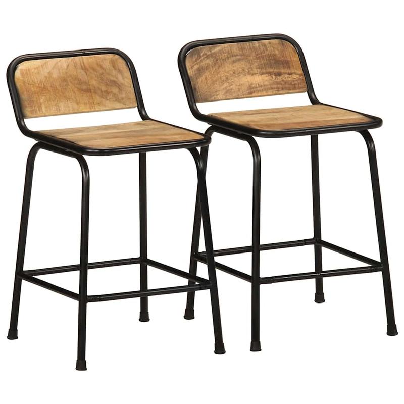 Bar stool 2pcs 46x35.5x70cm rough mango solid wood, Bar Seating, Kitchen Stools, Minimalist Stools, Modern Bar Stools, Hardwood Construction, Durable Stools