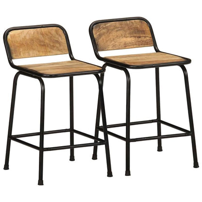 Bar stool 2pcs 46x35.5x70cm rough mango solid wood, Bar Seating, Kitchen Stools, Minimalist Stools, Modern Bar Stools, Hardwood Construction, Durable Stools
