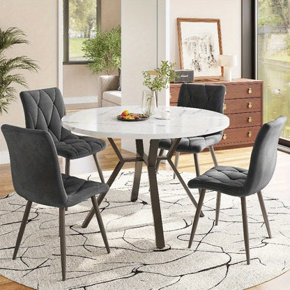 Ronde Marmeren Eettafel – Salontafel – Tafel – Woonkamer Tafel – Design Tafel – Metaal Onderstel – Duurzaam & Stevig – 100 cm – Zwart