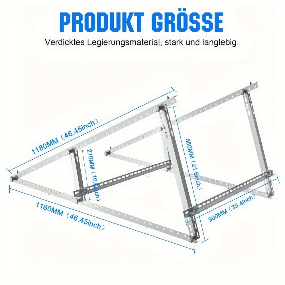 Verstelbare Zonnepaneel Montageset – Zonnepaneel Beugel – Zonnepaneel Frame – Zonnepaneel Steun – Solar Montagebeugel – 114-118 cm Breed – Verstelbare 0-90° Hoek