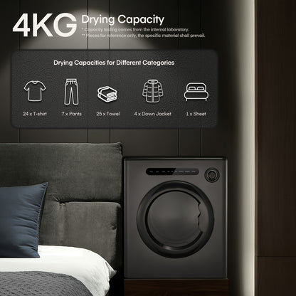 Wasdroger – Tumbledroger – Ventilatiedroger – Kledingdroger – Compacte Droogkast – 4 kg Capaciteit – 6 Automatische Programma’s – Smart Drying System – Dubbele Temperatuurbeveiliging – Stapelbaar