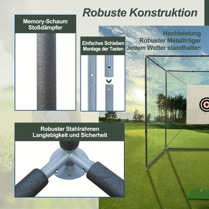 A Golf Practice Website with a Target, Golf Practice Website, Golf Ball Hitting Cage, Practice Net, a Complete Set with Practice Mat And Golf Ball Net, 300X300X300 Cm. Essential for Holiday Leisure