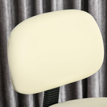 Barkruk – Barstoel – Keukenkruk – Draaibaar Stoel – Zithoek Kruk – Verstelbare Hoogte 56-104 cm – PU Kunstleer Beige – Met Rugleuning & Stalen Frame