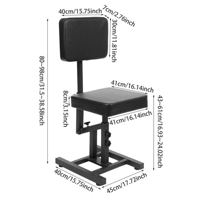 Adjustable Tattoo and Hair Chair | Multiple Use, Aluminum Frame, Open Back, Includes Cushion, No Wheels - NaMaSyo