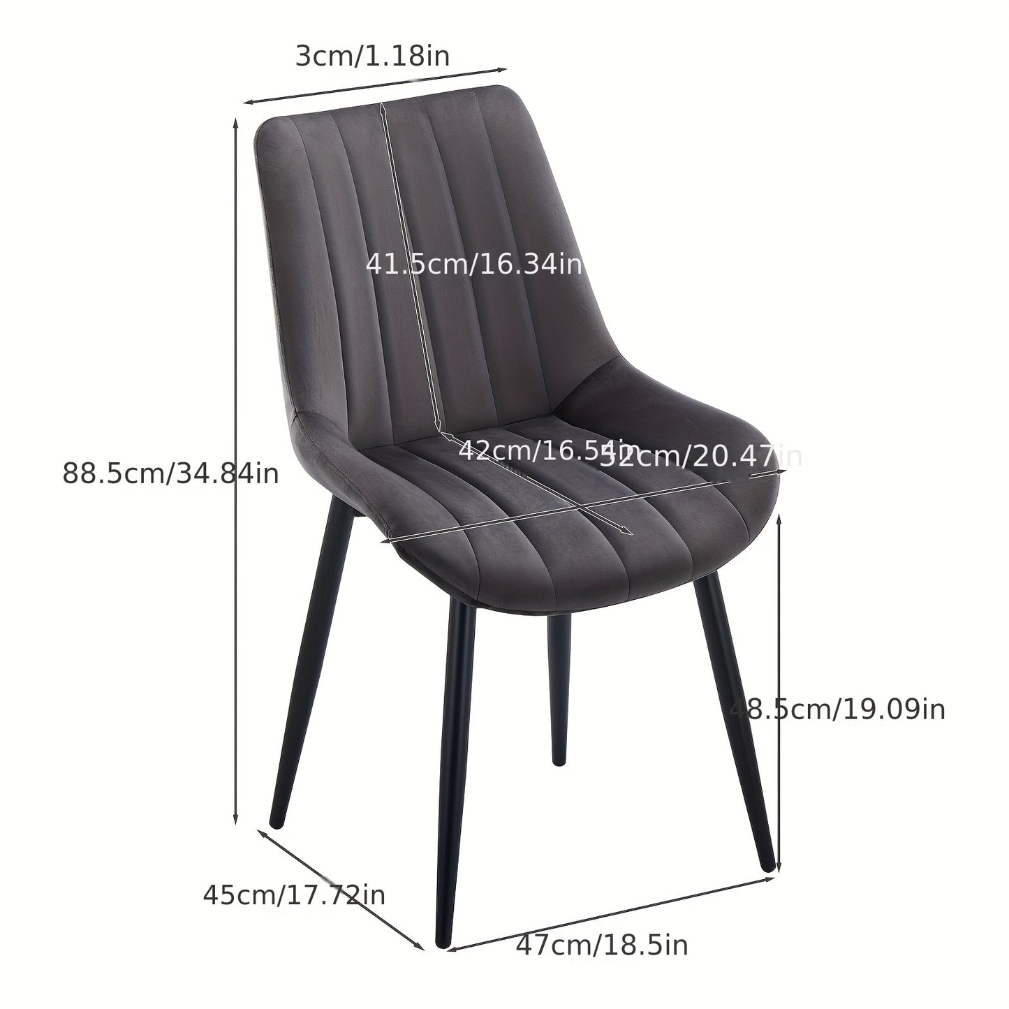 Eetkamerstoelen – Stoelen – Keukenstoelen – Velvet Stoelen – Set Van 2 Zwart – Metalen Poot – Comfortabel Memory Foam