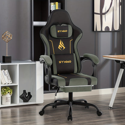 Ergonomische Gamingstoel – Bureaustoel – Gamestoel – Deskchair – Zitzak – Donkergroen – Massagefunctie – Verstelbare Rugleuning 90°-155°