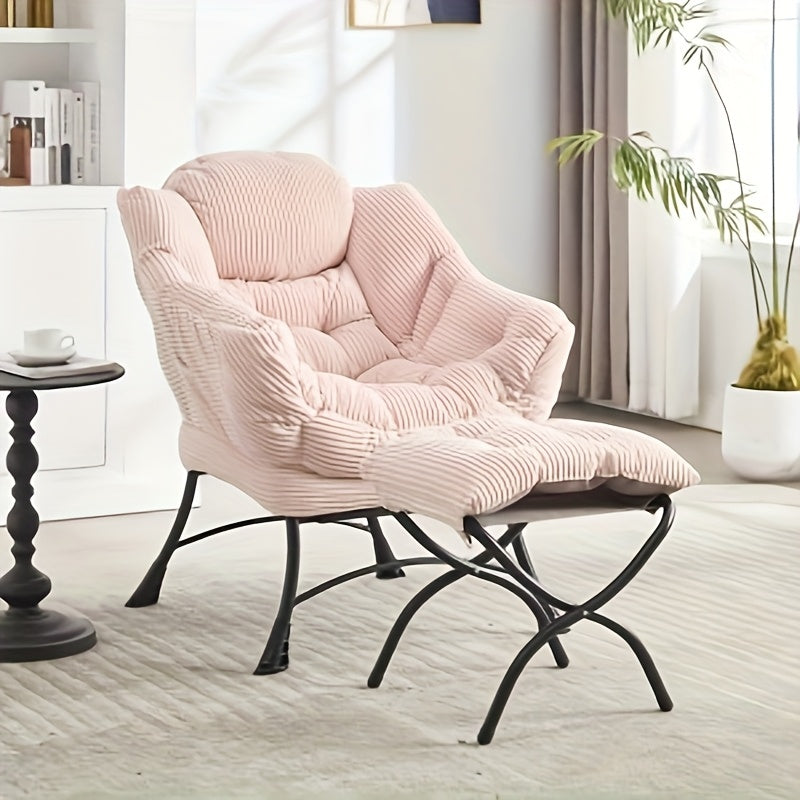 Lazy Chair – Lounge Stoel – Fauteuil – Leunstoel – Leesstoel – Met Voetenbank – Modern Design – Comfortabele Stoffering – Roze
